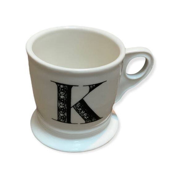 Anthropologie Monogram K Coffee Tea Mug White Black - Picture 1 of 4